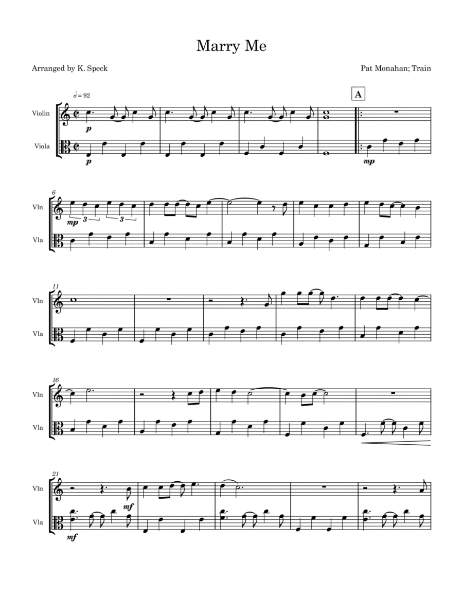 Marry Me (arr. K. Speck)