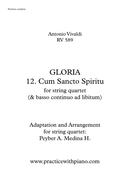 Vivaldi - RV 589, GLORIA - 12. Cum Sancto Spiritu, for string quartet (arr. Peyber Augusto Medina Hidalgo)