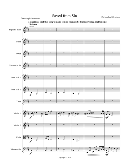 Saved from Sin - for soprano solo and orchestra - Part 1 of 2 (piano version and individ. parts are
