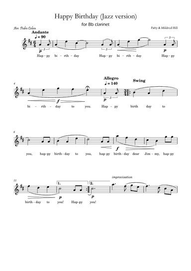 Happy Birthday (jazz version) (arr. Pedro Cohen)