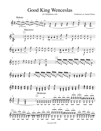 Good King Wenceslas for xylophone/marimba solo (arr. Samuel Stokes)