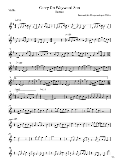 Carry On Wayward Son (arr. Melquisedeque C.Silva)