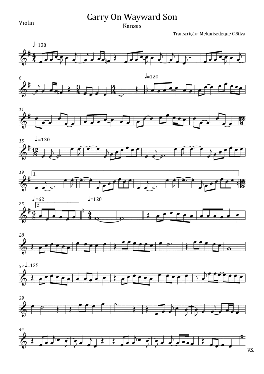 Carry On Wayward Son (arr. Melquisedeque C.Silva)