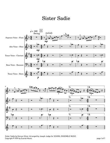 Sister Sadie (arr. Joseph Judge)