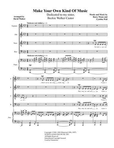 Make Your Own Kind Of Music (arr. David Walker)