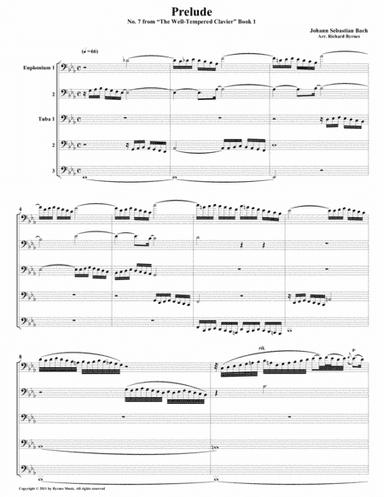 Prelude 07 from Well-Tempered Clavier, Book 1 (Euphonium-Tuba Quintet) (arr. Richard Byrnes)