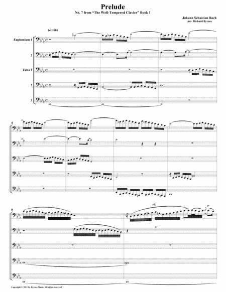 Prelude 07 from Well-Tempered Clavier, Book 1 (Euphonium-Tuba Quintet) (arr. Richard Byrnes)