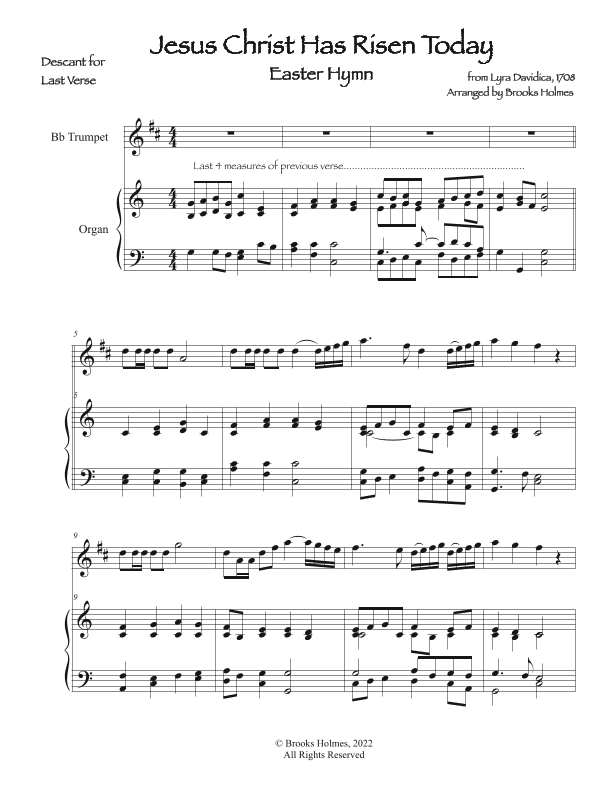 Jesus Christ Has Risen Today (Trumpet Descant with Organ) (arr. Brooks Holmes)