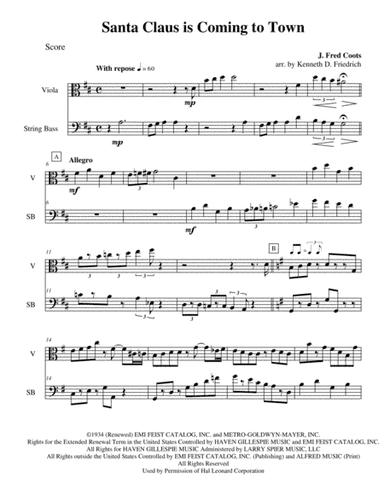 Santa Claus Is Comin' To Town (arr. Kenneth D. Friedrich)