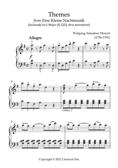 Mozart - Themes from Eine Kleine Nachtmusik(With Note name) (arr. MPS)