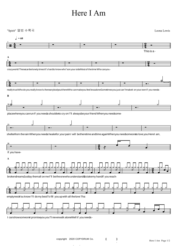 Here I Am (arr. COPYDRUM)