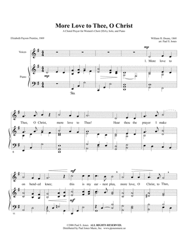 More Love to Thee (SSA) (arr. Paul S. Jones)