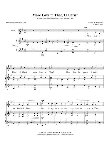More Love to Thee (SSA) (arr. Paul S. Jones)