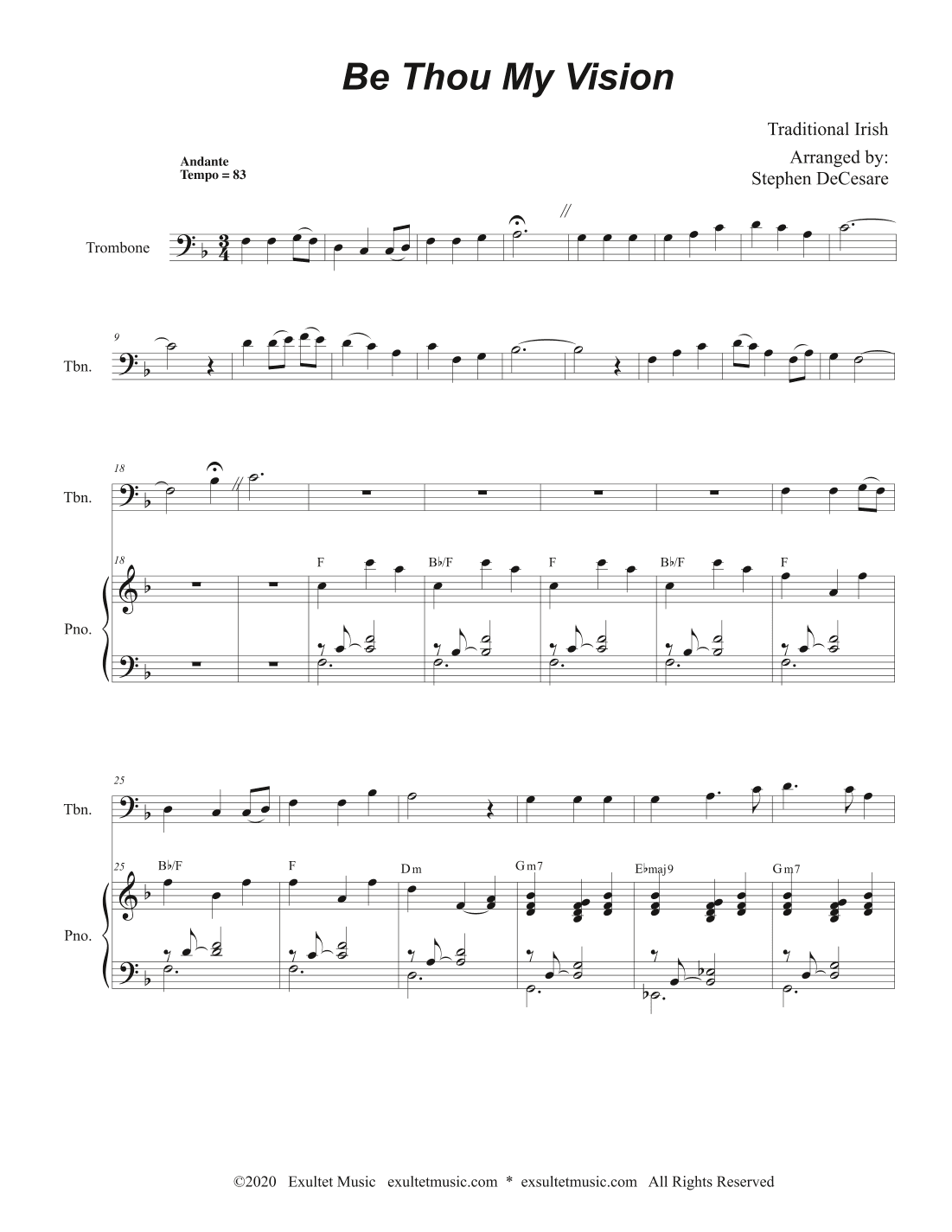 Be Thou My Vision (Trombone solo and Piano) (arr. Stephen DeCesare)