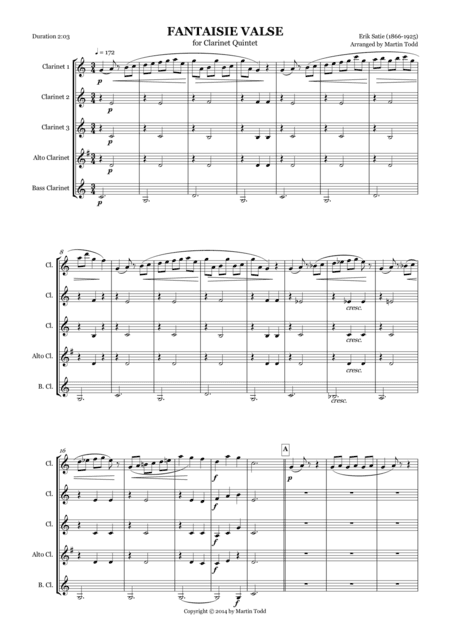 Fantaisie Valse for Clarinet Quintet (arr. Martin Todd)