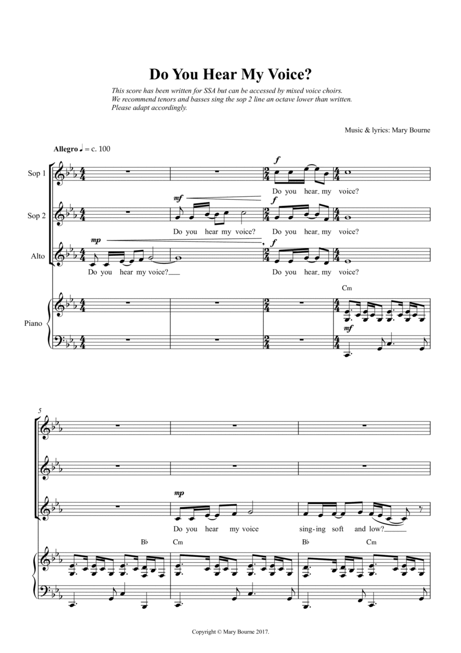 Do You Hear My Voice? SSA+men