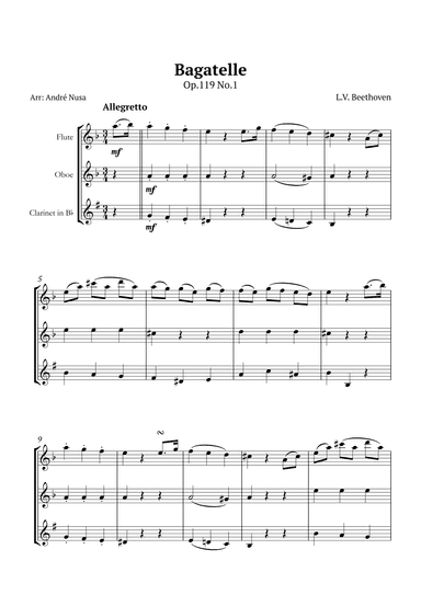 Bagatelle Op.119 No.1 (arr. André Nusa)
