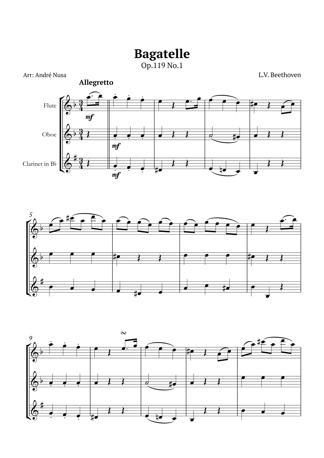 Bagatelle Op.119 No.1 (arr. André Nusa)