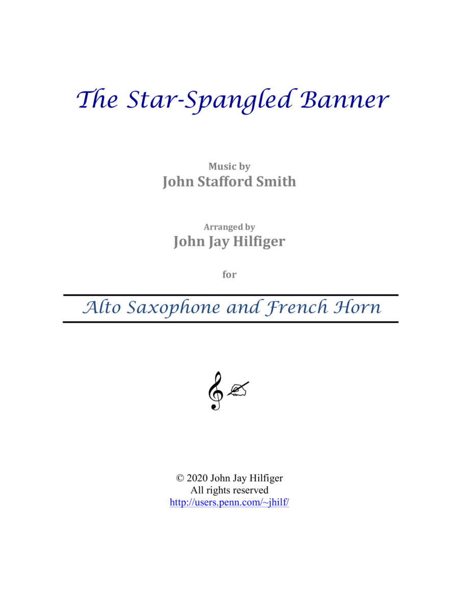 The Star-Spangled Banner for Alto Sax and French Horn (arr. John Jay Hilfiger)