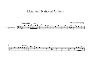 Ukrainian National Anthem - Mykhailo Verbytsky (Euphonium) (arr. Digital Book Music)