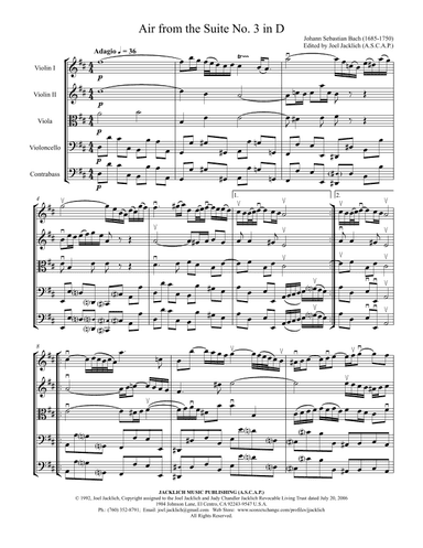 Air on a G String (Air from the Third Orchestral Suite) (arr. Joel Jacklich (A.S.C.A.P.))