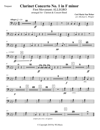 Weber: Concerto for Clarinet No.1 in f minor, Op.73 - First Movement: Allegro (arr. Michael L. Wirgler)
