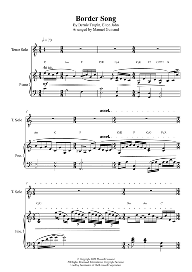 Border Song (arr. Manuel Guinand)