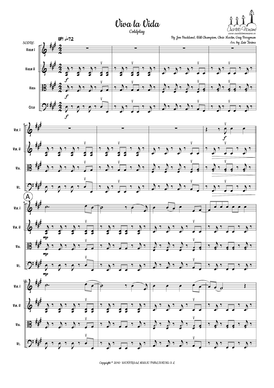 Viva La Vida (arr. Nonamé Música)