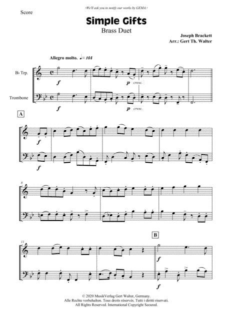 Simple Gifts (arr. Gert Th. Walter)