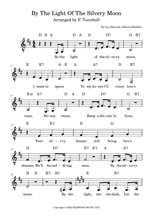 By The Light Of The Silvery Moon (arr. F. Turnbull)