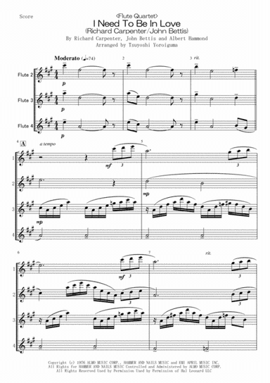 I Need To Be In Love (arr. Tsuyoshi Yoroiguma)