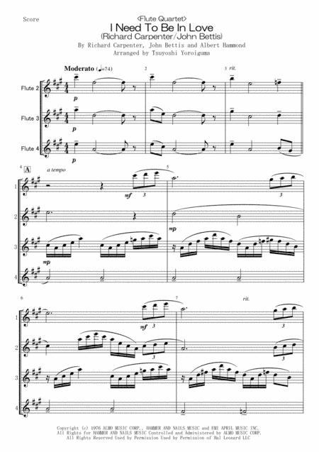 I Need To Be In Love (arr. Tsuyoshi Yoroiguma)