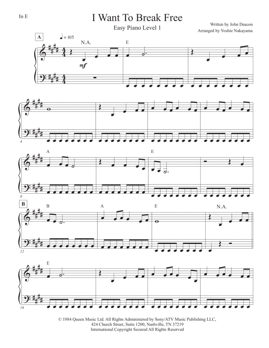 I Want To Break Free (arr. Yoshie Nakayama)