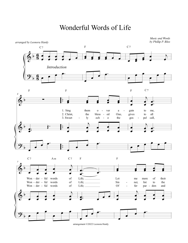 Wonderful Words of Life (Sing them over again to me) (arr. Leonora Hardy)
