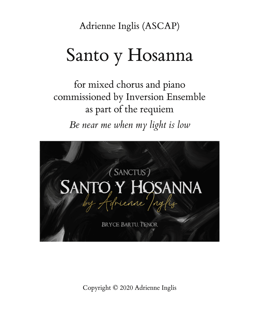 Santo y Hosanna for SATB chorus and piano