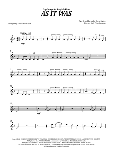As It Was (arr. Guillaume Martin)