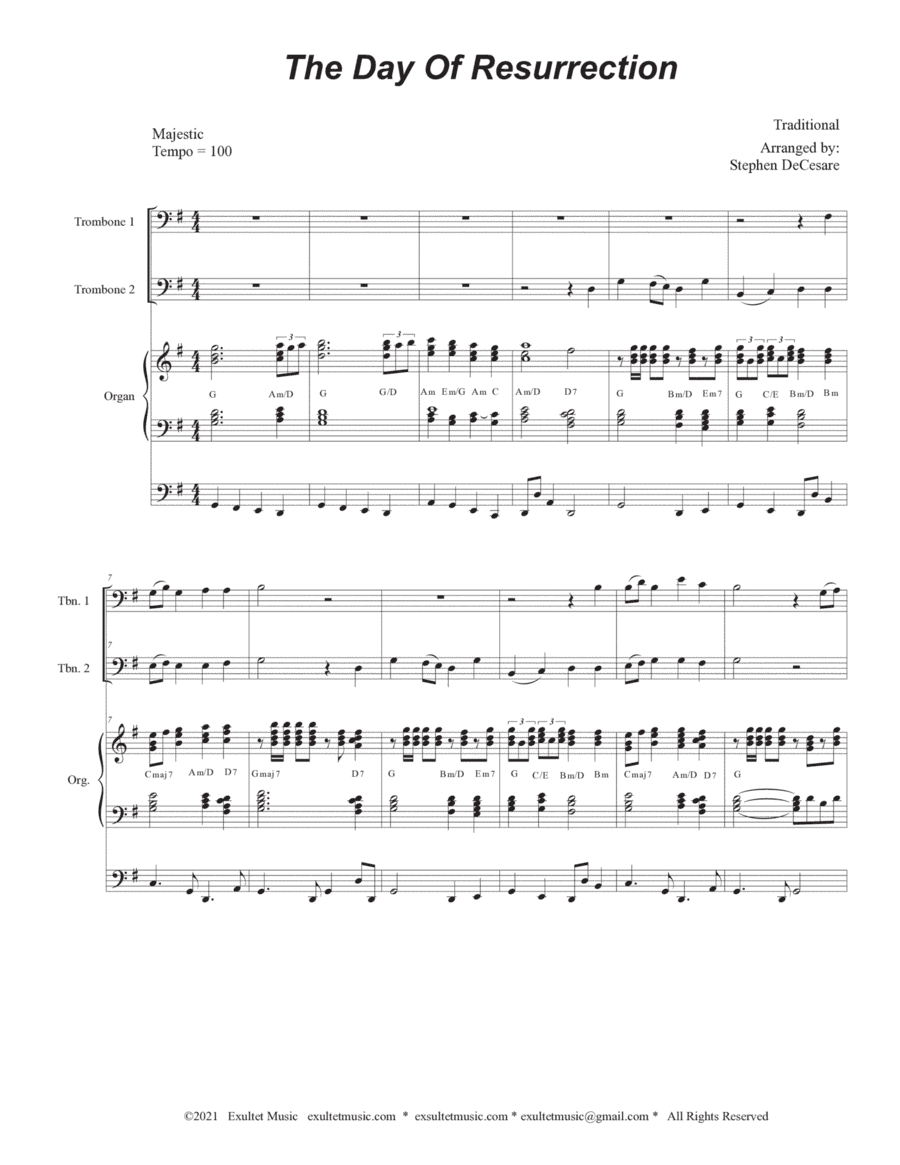 The Day Of Resurrection (Trombone Duet - Organ accompaniment) (arr. Stephen DeCesare)