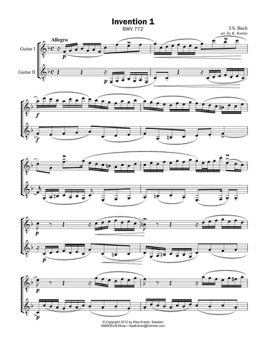 Invention No. 1 for guitar duo (arr. K. Krantz)