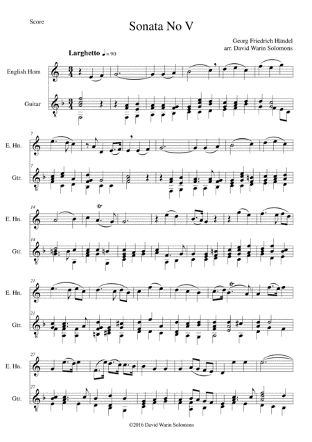 Sonata in F (No V) for cor anglais and guitar (arr. David Warin Solomons)