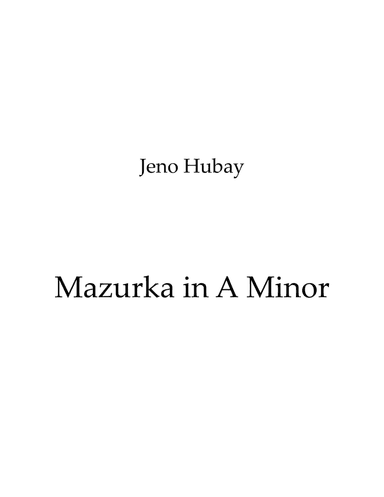 Mazurka in A Minor (arr. Nick Lacanski)