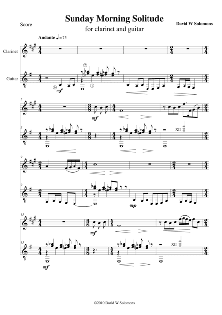 Sunday morning solitude for clarinet and guitar