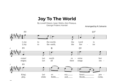 Joy To The World (Key of F-Sharp Major) (arr. R. Salvario)