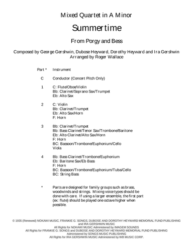 Summertime (arr. Roger Wallace)