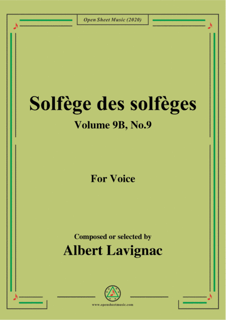 Lavignac-Solfège des solfèges,Volume 9B,No.9,for Voice (arr. MSM)