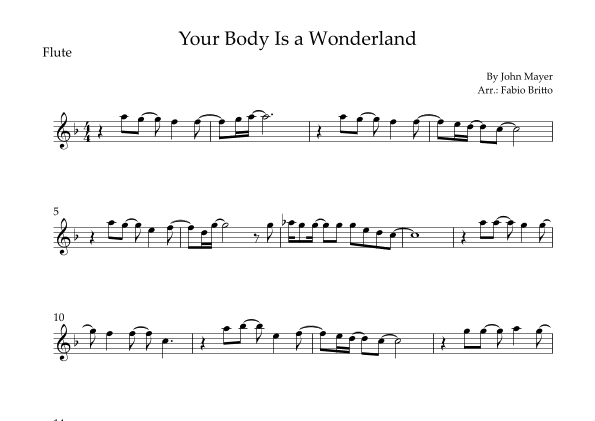 Your Body Is A Wonderland (arr. Fabio Britto)