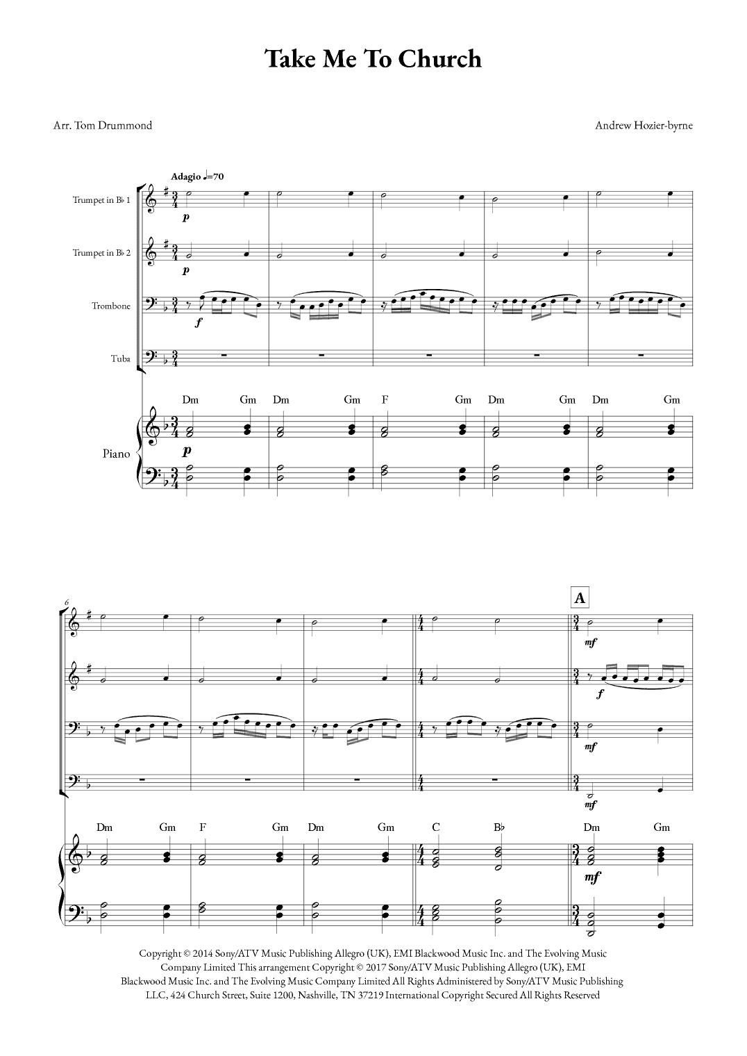 Take Me To Church (arr. Tom Drummond)