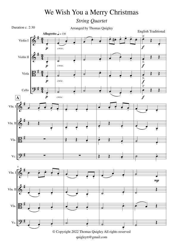We Wish You a Merry Christmas (arr. Thomas Quigley)