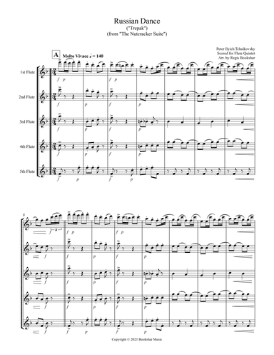 Russian Dance ("Trepak") (from "The Nutcracker Suite") (F) (Flute Quintet) (arr. Regis Bookshar)