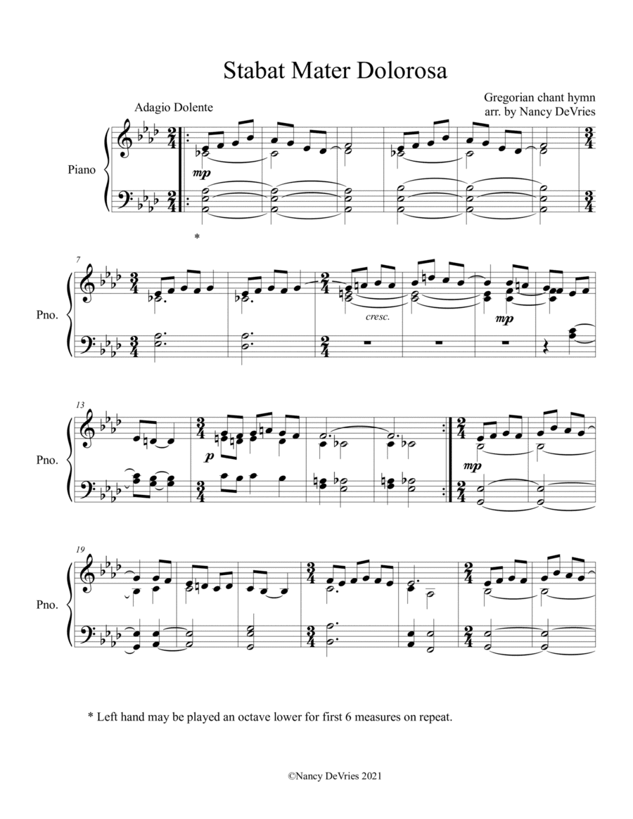 Stabat Mater Dolorosa Piano Solo (arr. St Raphael's Psaltery)