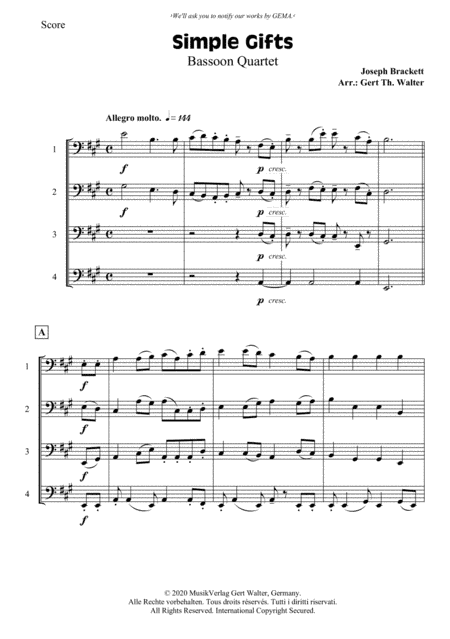 Simple Gifts (arr. Gert Th. Walter)